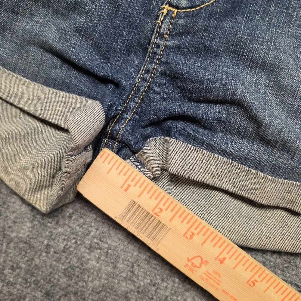 : Topshop MOTO High Waisted Corset Denim Shorts Womens US 4 W26 Dark Wash Cuffed